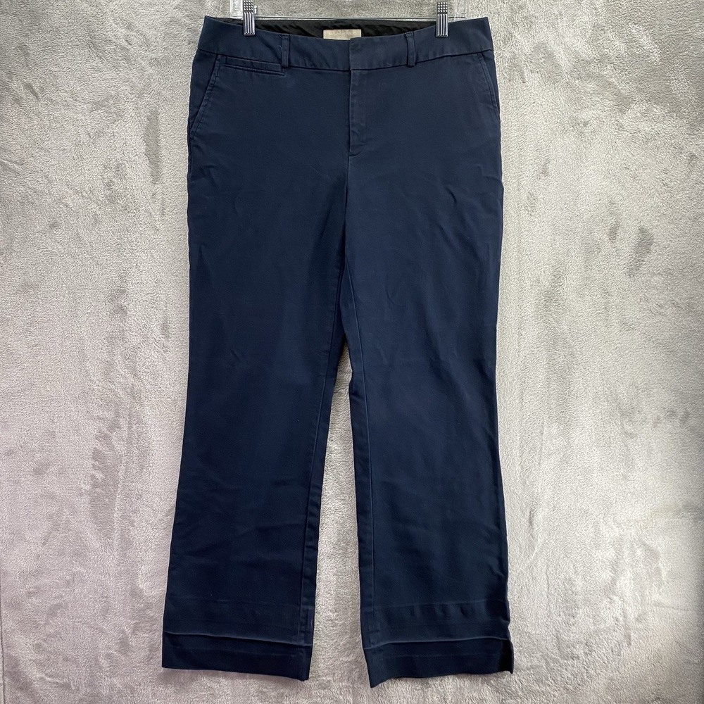 Banana Republic Jackson Fit Trouser Pants Women Size 12R Navy Stretch Cotton EUC